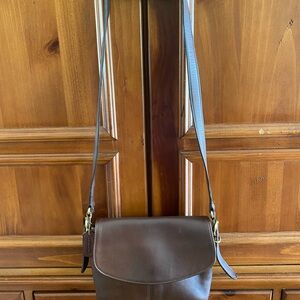 Vintage Coach Brown Leather Equestrian Flap Large #9807